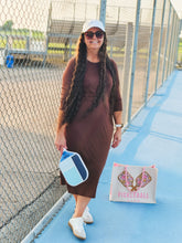 Load image into Gallery viewer, REG. & PLUS BROWN DRAWSTRING LOUNGE DRESS