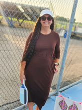 Load image into Gallery viewer, REG. & PLUS BROWN DRAWSTRING LOUNGE DRESS