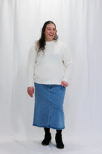 Load image into Gallery viewer, REG. & PLUS TWO TONE LONG DENIM SKIRT