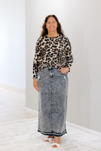 Load image into Gallery viewer, REG. &amp; PLUS BLACK SNOW LONG DENIM SKIRT
