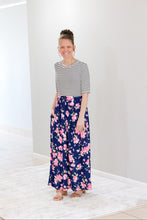 Load image into Gallery viewer, STRIPE/FLORAL MAXI DRESS
