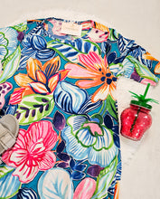 Load image into Gallery viewer, REG. &amp; PLUS MULTICOLOR TROPICAL MIDI DRESS
