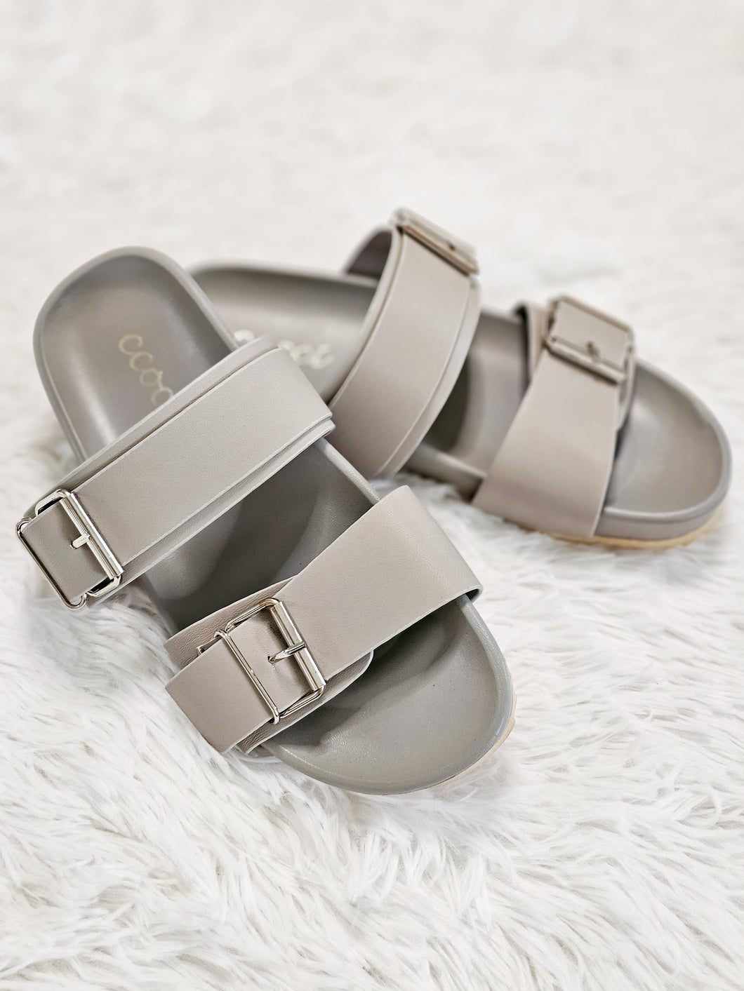 GREY ROUGE SLIDE SANDAL