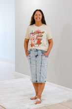 Load image into Gallery viewer, REG. &amp; PLUS SAND BLAST MIDI DENIM SKIRT
