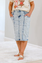 Load image into Gallery viewer, REG. &amp; PLUS SAND BLAST MIDI DENIM SKIRT
