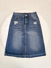 Load image into Gallery viewer, REG. &amp; PLUS A-LINE MIDI DENIM SKIRT
