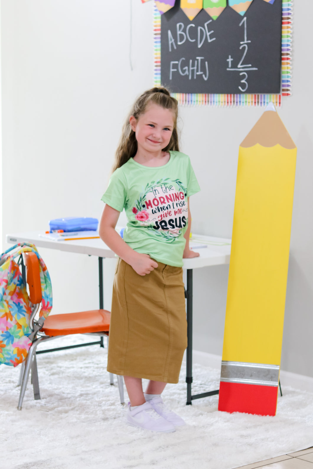 KIDS KHAKI DENIM SKIRT