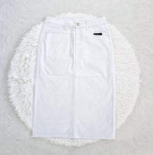 Load image into Gallery viewer, REG. &amp; PLUS WHITE MIDI DENIM SKIRT
