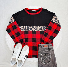 Load image into Gallery viewer, REG. &amp; PLUS LEOPARD/PLAID TOP
