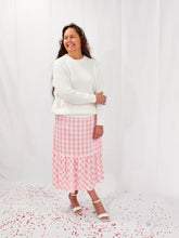 Load image into Gallery viewer, PINK GINGHAM TIERED MAXI SKIRT
