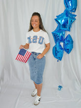Load image into Gallery viewer, REG. &amp; PLUS TIED LIGHT WASH MIDI DENIM SKIRT
