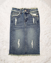 Load image into Gallery viewer, KIDS VINTAGE DISTRESSED DENIM SKIRT
