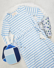 Load image into Gallery viewer, REG. &amp; PLUS BLUE/WHITE DRAWSTRING LOUNGE DRESS
