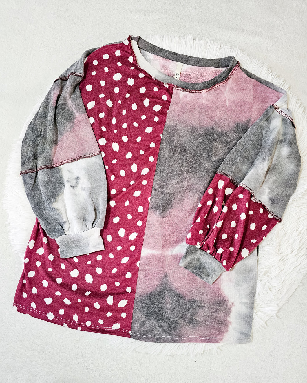 REG. & PLUS TIE DYE/ POLKA DOT TOP