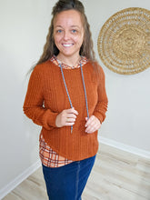 Load image into Gallery viewer, PLAID PATCHWORK DRAWSTRING HOODED TOP
