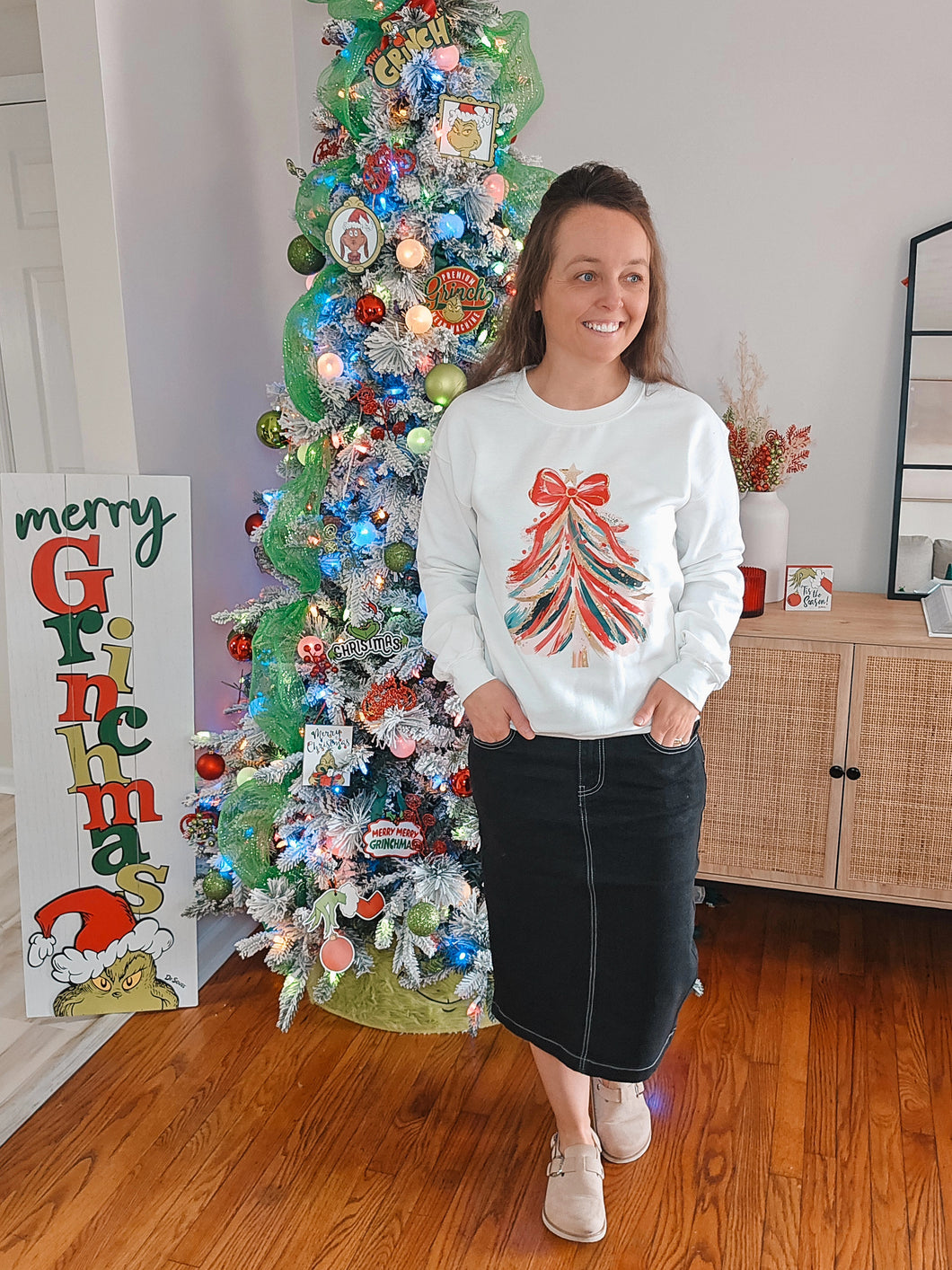 REG. & PLUS BLACK MIDI DENIM SKIRT