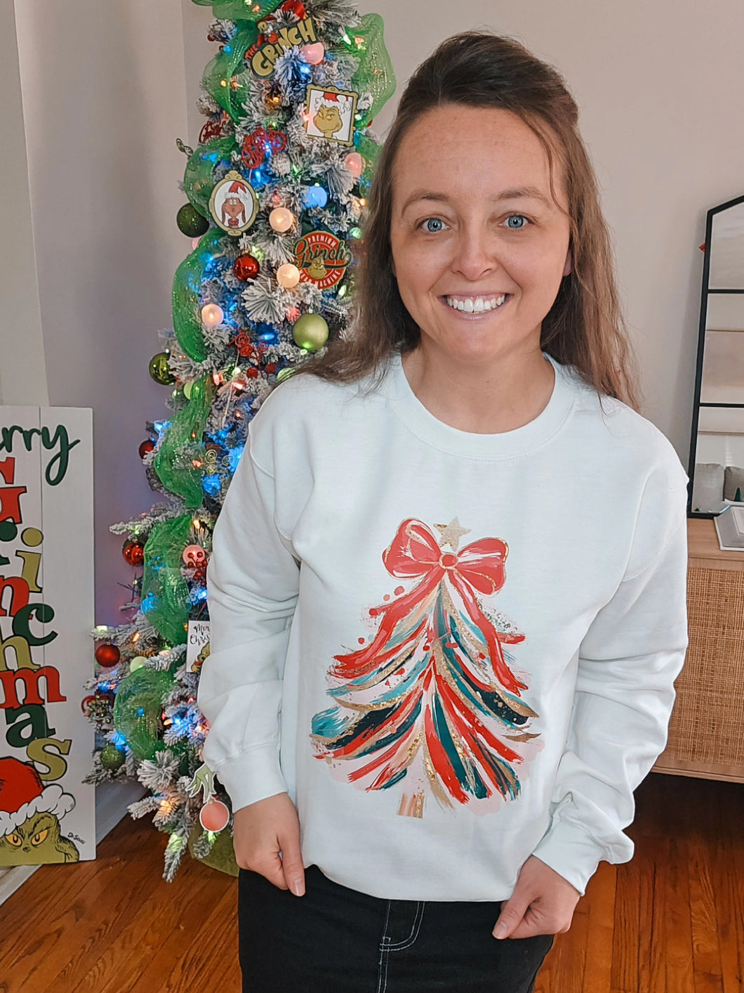 REG. & PLUS CHRISTMAS TREE SWEATSHIRT TOP
