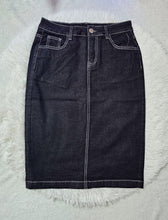 Load image into Gallery viewer, REG. &amp; PLUS BLACK MIDI DENIM SKIRT
