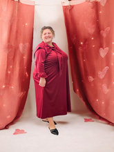 Load image into Gallery viewer, PLUS BURGUNDY SATIN DRESS W/ BOW
