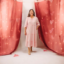 Load image into Gallery viewer, REG. &amp; PLUS PINK TIERED MIDI DRESS
