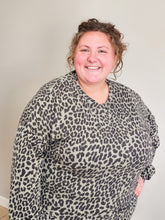 Load image into Gallery viewer, REG. &amp; PLUS RIBBED OLIVE LEOPARD TOP &amp; SKIRT SET
