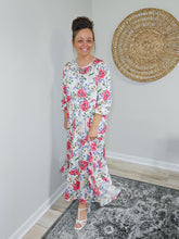 Load image into Gallery viewer, REG. &amp; PLUS BEIGE FLORAL TIERED DRESS
