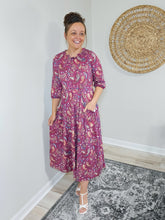 Load image into Gallery viewer, REG. &amp; PLUS MAGENTA PAISLEY A LINE DRESS
