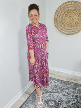 Load image into Gallery viewer, REG. &amp; PLUS MAGENTA PAISLEY A LINE DRESS
