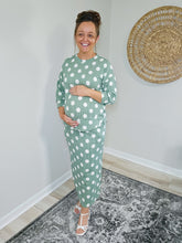 Load image into Gallery viewer, REG. &amp; PLUS SAGE POLKA DOT SKIRT &amp; SHIRT SET
