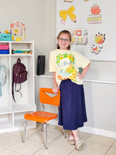 Load image into Gallery viewer, KIDS NAVY A-LINE MIDI SKIRT W/ BUILT IN SHORTS

