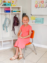 Load image into Gallery viewer, KIDS CORAL SOLID MIDI DRESS

