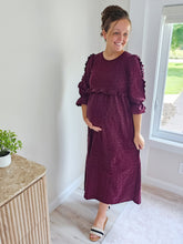 Load image into Gallery viewer, REG. &amp; PLUS BURGUNDY LEOPARD MIDI DRESS
