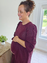 Load image into Gallery viewer, REG. &amp; PLUS BURGUNDY LEOPARD MIDI DRESS
