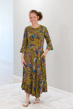 Load image into Gallery viewer, REG. &amp; PLUS OLIVE PAISLEY MIDI DRESS
