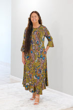 Load image into Gallery viewer, REG. &amp; PLUS OLIVE PAISLEY MIDI DRESS
