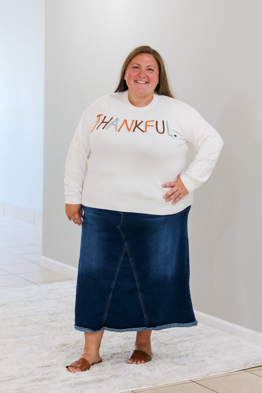 THANKFUL IVORY SWEATER TOP