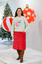 Load image into Gallery viewer, REG. &amp; PLUS RED VELVET MIDI DENIM SKIRT
