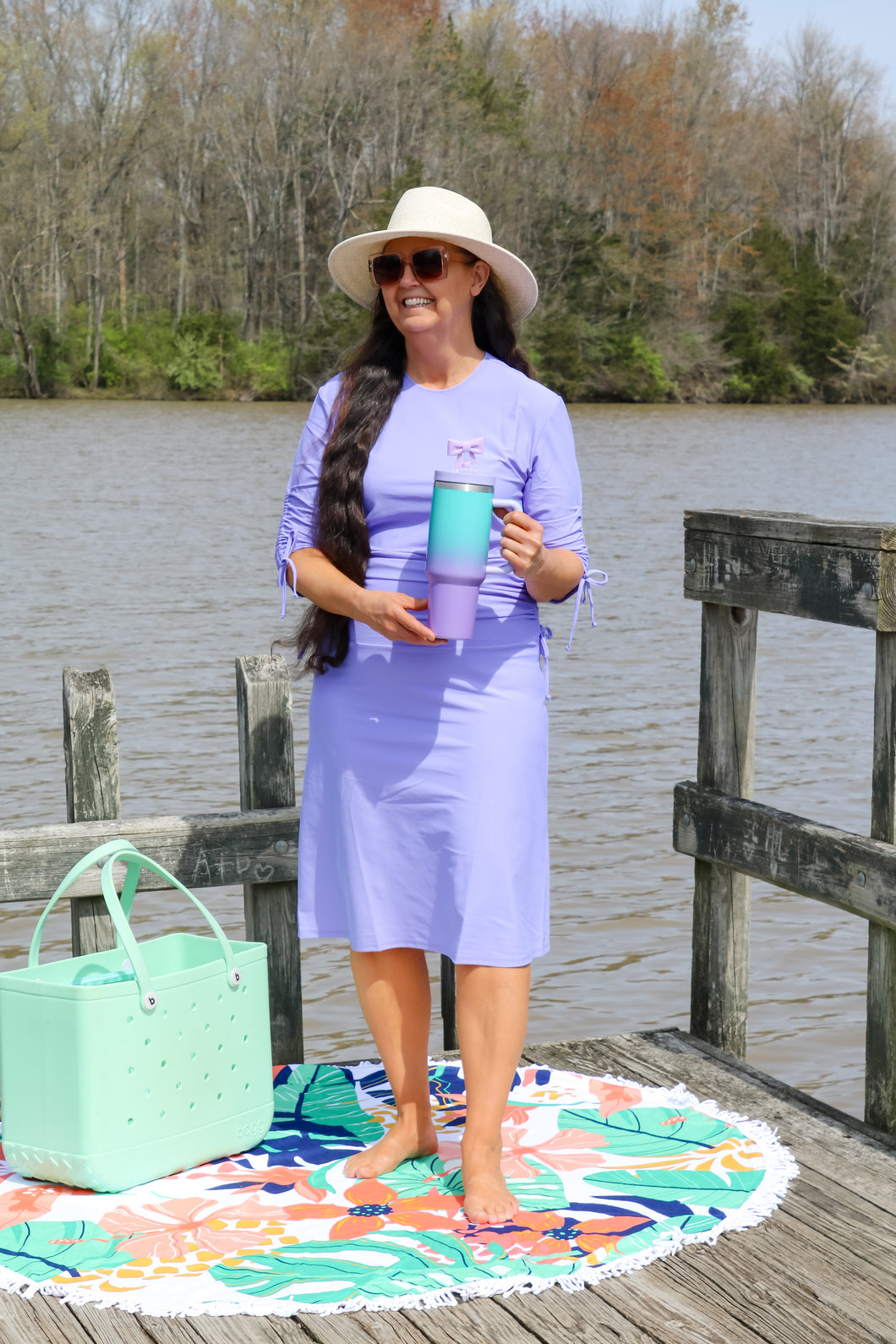 REG. & PLUS LILAC SWIM DRESS