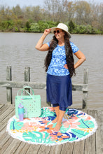 Load image into Gallery viewer, REG. &amp; PLUS NAVY MIDI SWIM SKIRT
