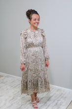 Load image into Gallery viewer, TAUPE DITSY RUFFLED DETAILED DRESS
