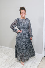 Load image into Gallery viewer, BLACK LEOPARD RUFFLED MAXI DRESS
