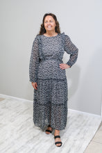 Load image into Gallery viewer, BLACK LEOPARD RUFFLED MAXI DRESS
