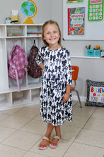 Load image into Gallery viewer, KIDS BLACK BOW 3/4 SLEEVE DRESS
