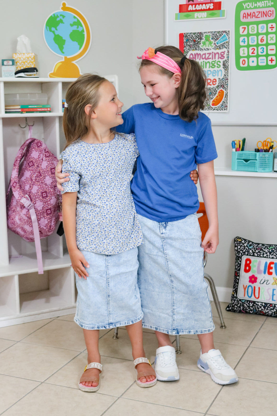 KIDS ACID WASH DENIM SKIRT