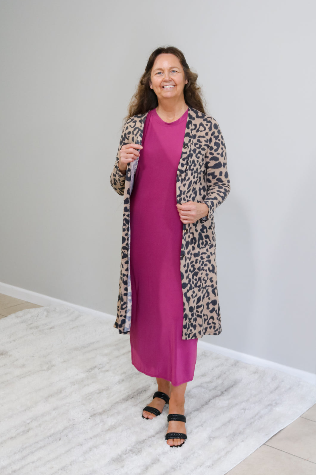 MOCHA LEOPARD LONG CARDIGAN TOP
