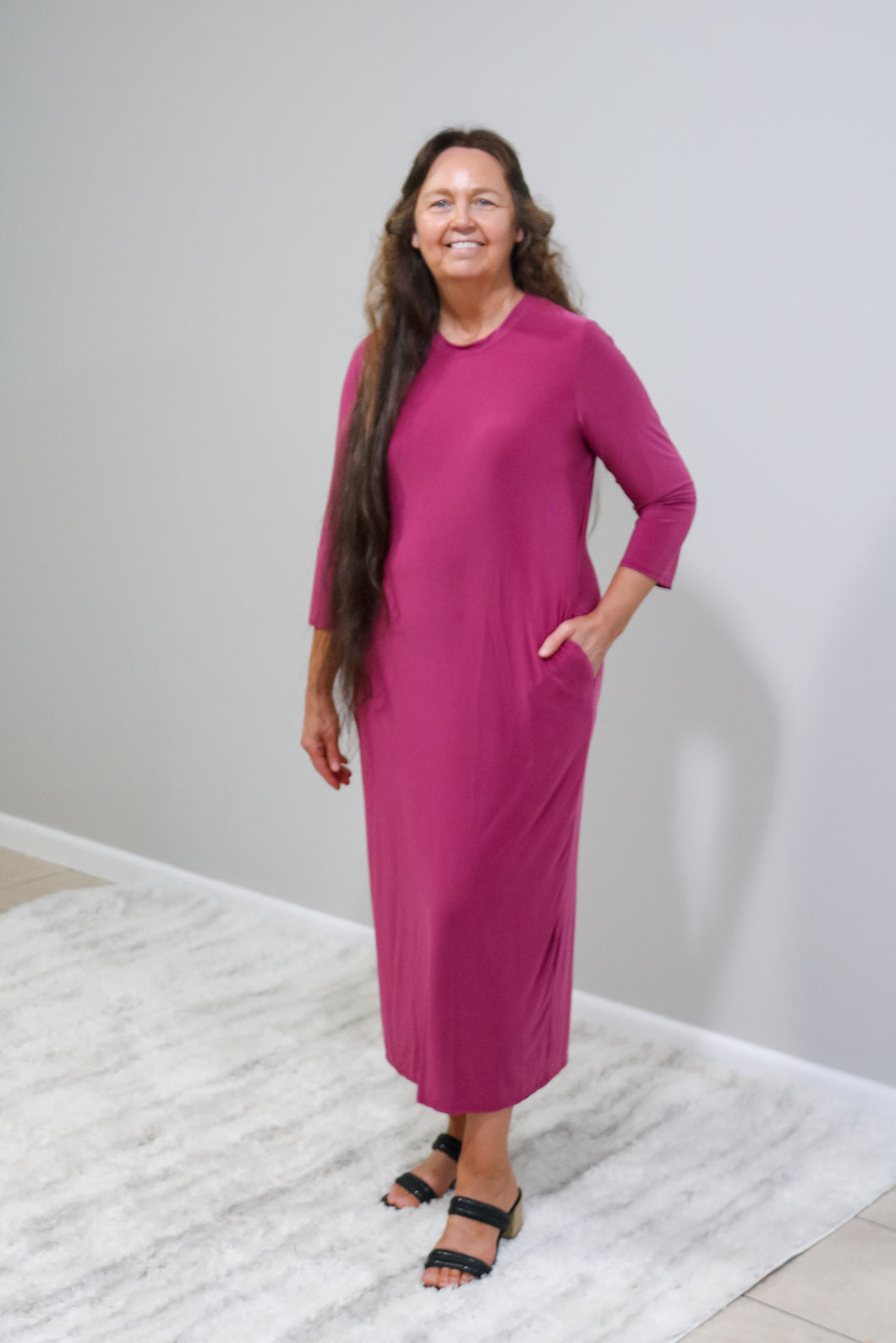 REG. & PLUS MAGENTA LAYERING MIDI DRESS