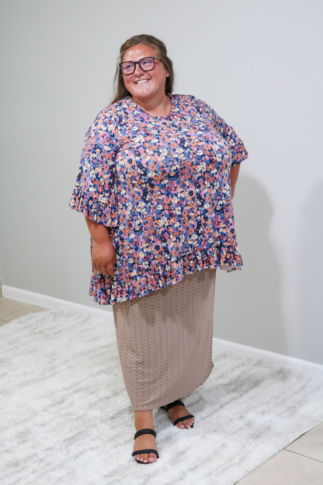 REG. & PLUS PURPLE FLORAL TOP