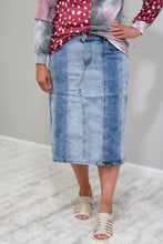Load image into Gallery viewer, REG. &amp; PLUS VERTICAL PANELING MIDI DENIM SKIRT
