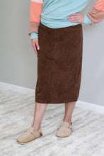 Load image into Gallery viewer, REG. &amp; PLUS BROWN CORDUROY SKIRT

