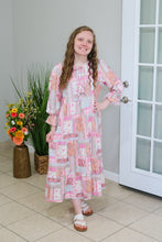 Load image into Gallery viewer, REG. &amp; PLUS PINK PATCHWORK TIERED MIDI DRESS
